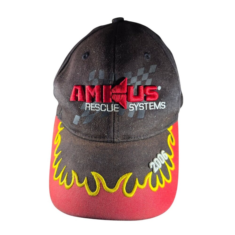 Amkus Rescue Systems cap Nascar Racing Flames Embroidered Baseball Cap 2006 vtg